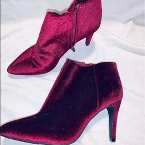 Plum Velvet Heeled Booties
